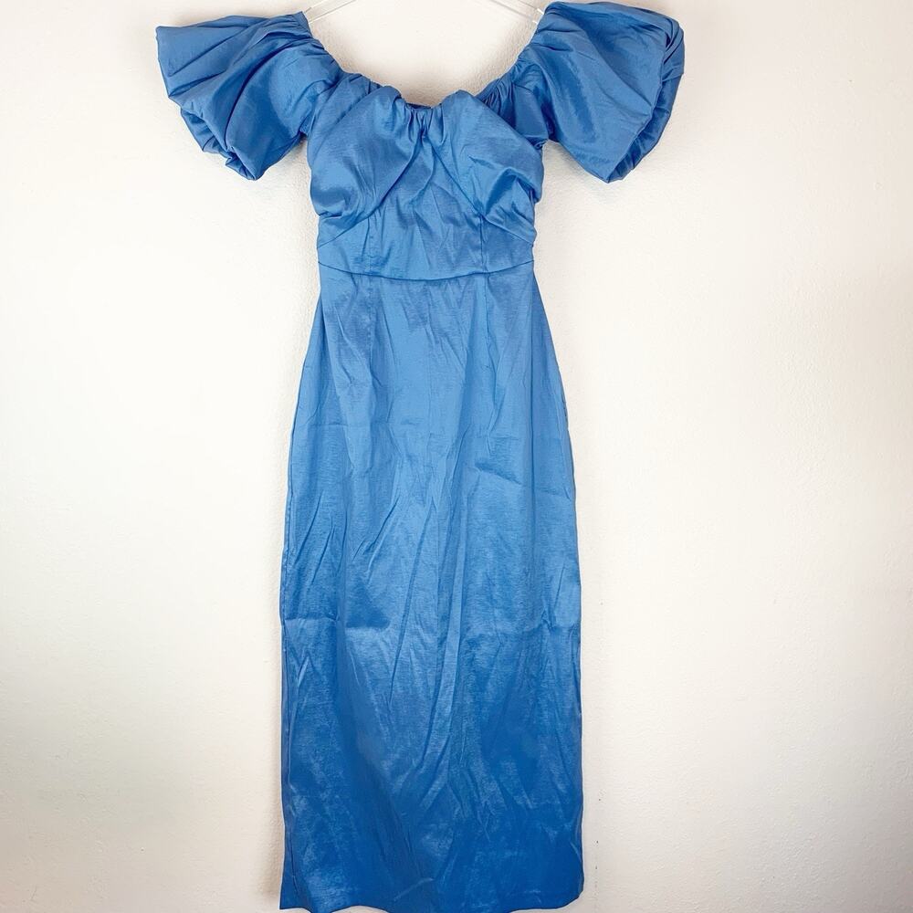 Abercrombie & Fitch Blue Off-Shoulder Midi Dress